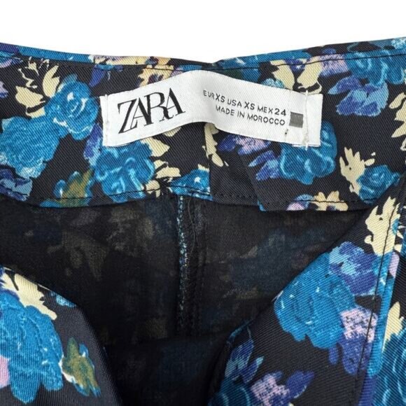Zara Ruched Blue Floral Print Mini Skirt Womens Size XS - Picture 6 of 8